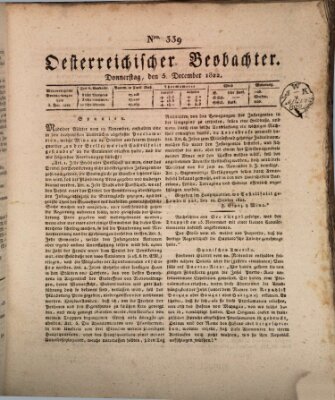 Der Oesterreichische Beobachter Donnerstag 5. Dezember 1822