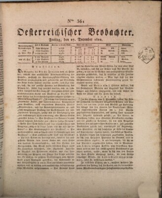 Der Oesterreichische Beobachter Freitag 27. Dezember 1822