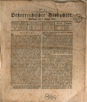 Der Oesterreichische Beobachter Mittwoch 1. Januar 1823
