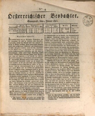 Der Oesterreichische Beobachter Samstag 4. Januar 1823