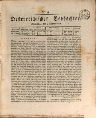 Der Oesterreichische Beobachter Donnerstag 9. Januar 1823