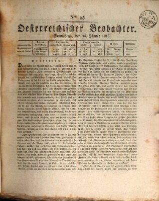 Der Oesterreichische Beobachter Samstag 25. Januar 1823