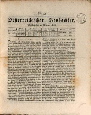 Der Oesterreichische Beobachter Dienstag 11. Februar 1823