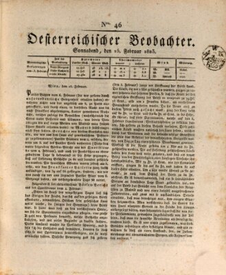 Der Oesterreichische Beobachter Samstag 15. Februar 1823