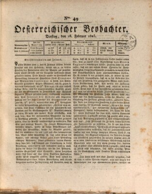 Der Oesterreichische Beobachter Dienstag 18. Februar 1823