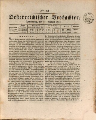 Der Oesterreichische Beobachter Donnerstag 27. Februar 1823