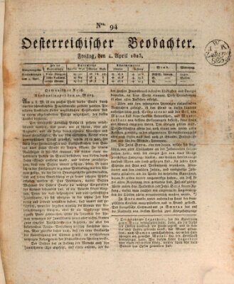 Der Oesterreichische Beobachter Freitag 4. April 1823