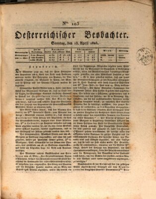 Der Oesterreichische Beobachter Sonntag 13. April 1823