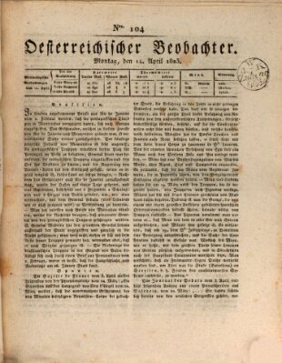 Der Oesterreichische Beobachter Montag 14. April 1823