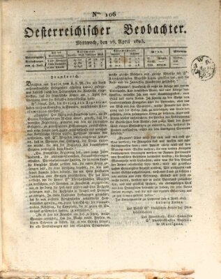 Der Oesterreichische Beobachter Mittwoch 16. April 1823