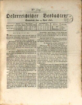 Der Oesterreichische Beobachter Samstag 19. April 1823