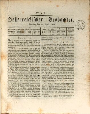 Der Oesterreichische Beobachter Montag 28. April 1823