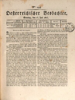 Der Oesterreichische Beobachter Sonntag 13. Juli 1823