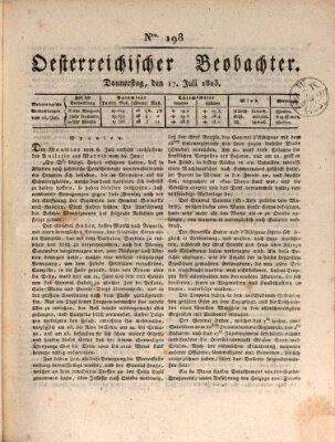 Der Oesterreichische Beobachter Donnerstag 17. Juli 1823