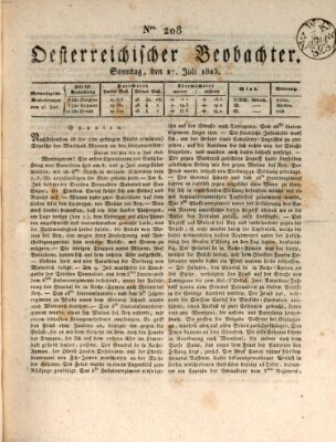 Der Oesterreichische Beobachter Sonntag 27. Juli 1823