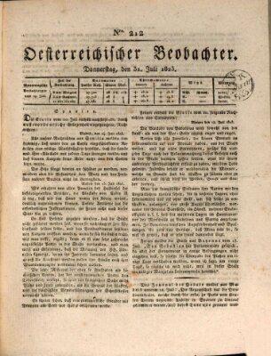 Der Oesterreichische Beobachter Donnerstag 31. Juli 1823