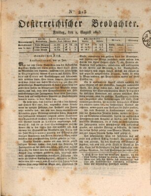 Der Oesterreichische Beobachter Freitag 1. August 1823