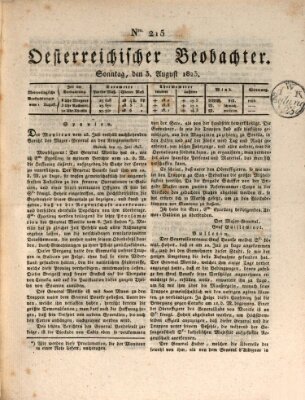 Der Oesterreichische Beobachter Sonntag 3. August 1823