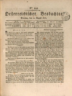 Der Oesterreichische Beobachter Sonntag 10. August 1823