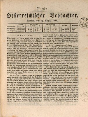 Der Oesterreichische Beobachter Dienstag 19. August 1823