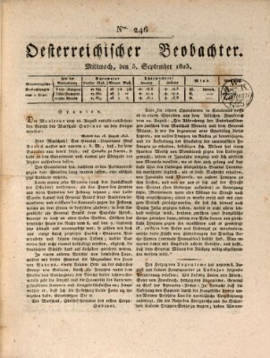 Der Oesterreichische Beobachter Mittwoch 3. September 1823