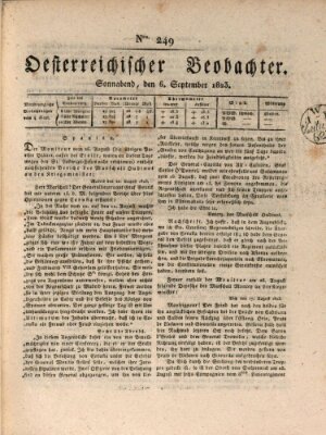 Der Oesterreichische Beobachter Samstag 6. September 1823