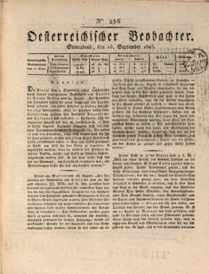 Der Oesterreichische Beobachter Samstag 13. September 1823