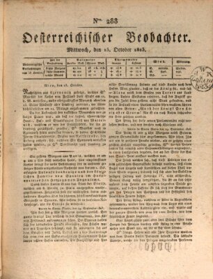 Der Oesterreichische Beobachter Mittwoch 15. Oktober 1823