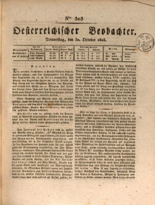 Der Oesterreichische Beobachter Donnerstag 30. Oktober 1823