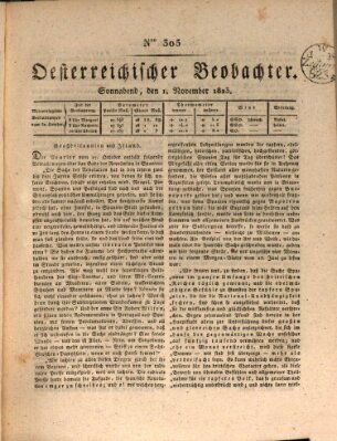 Der Oesterreichische Beobachter Samstag 1. November 1823