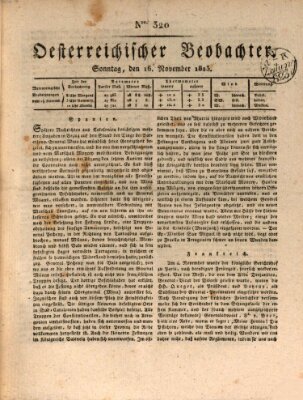 Der Oesterreichische Beobachter Sonntag 16. November 1823