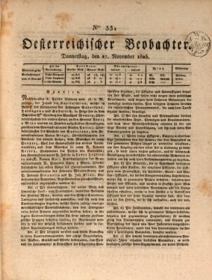 Der Oesterreichische Beobachter Donnerstag 27. November 1823