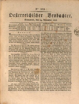 Der Oesterreichische Beobachter Samstag 29. November 1823