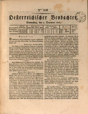 Der Oesterreichische Beobachter Donnerstag 4. Dezember 1823