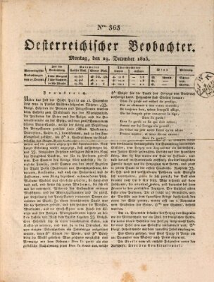 Der Oesterreichische Beobachter Montag 29. Dezember 1823