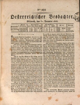 Der Oesterreichische Beobachter Mittwoch 31. Dezember 1823