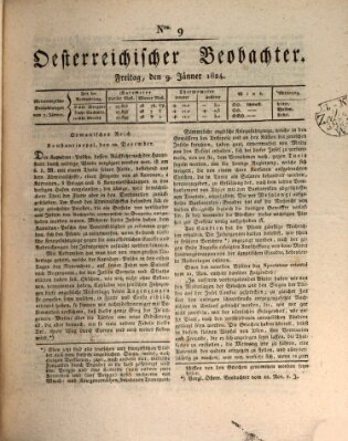 Der Oesterreichische Beobachter Freitag 9. Januar 1824