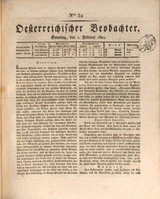 Der Oesterreichische Beobachter Sonntag 1. Februar 1824