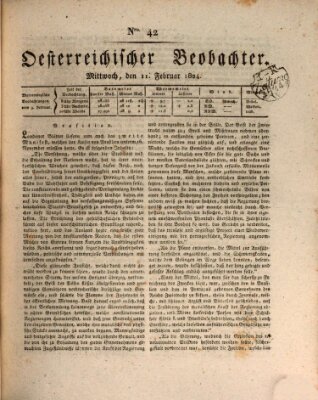 Der Oesterreichische Beobachter Mittwoch 11. Februar 1824
