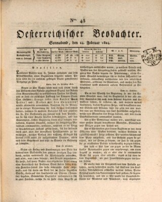Der Oesterreichische Beobachter Samstag 14. Februar 1824
