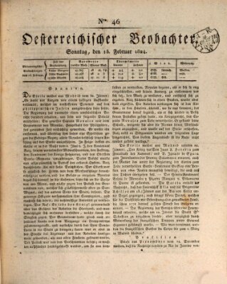 Der Oesterreichische Beobachter Sonntag 15. Februar 1824