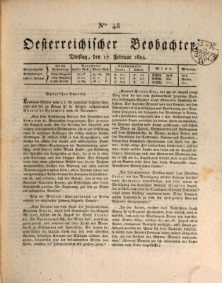 Der Oesterreichische Beobachter Dienstag 17. Februar 1824