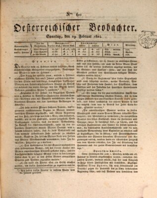 Der Oesterreichische Beobachter Sonntag 29. Februar 1824