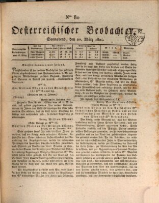 Der Oesterreichische Beobachter Samstag 20. März 1824