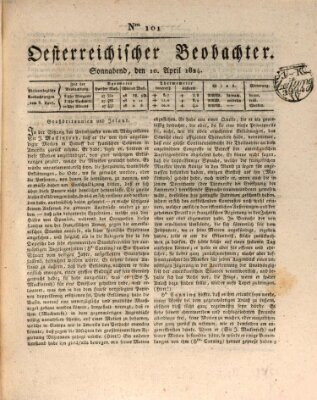 Der Oesterreichische Beobachter Samstag 10. April 1824