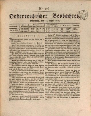 Der Oesterreichische Beobachter Mittwoch 14. April 1824