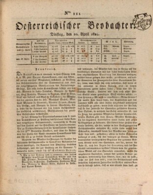 Der Oesterreichische Beobachter Dienstag 20. April 1824