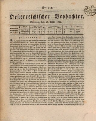 Der Oesterreichische Beobachter Sonntag 25. April 1824