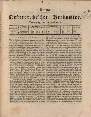 Der Oesterreichische Beobachter Donnerstag 10. Juni 1824