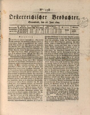 Der Oesterreichische Beobachter Samstag 26. Juni 1824